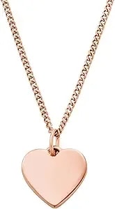 Fossil Women'S Plated Stainless Steel Engravable Personalized Gift Pendant Chain Necklace For Women