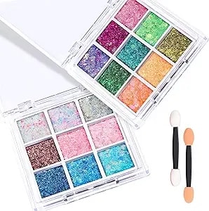 Fandamei 18-Color Face Glitter, Body Glitter Hair Glitter For Glitter Makeup, 2 Pcs Glitter Gel 6 Color Themes, Chunky Glitter For Kids Women, Halloween Rave Concert Face Paint