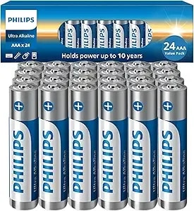 Philips Aaa Batteries 24 Pack, 1.5v Ultra Alkaline Triple Aaa. Batteries, 10-Year Shelf Life, Ultimate Long-Lasting Aaa Battery, 129% More Power For Your Devices, Leak-Proof, Premium Performance.