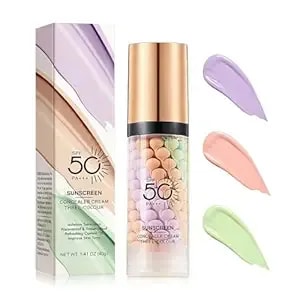 3 In 1 Primer For Face Before Makeup, Spf 50 Pa+++, Sunscreen Isolation Cream, One Step Color Corrector Primer, Blurs Facial Serum Oil Control & Moisturizing Skin Tone Correcting, Radiance Skin