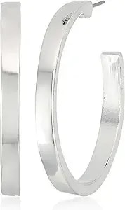 Guess "Basic" Silver Logo Open Hoop Earrings