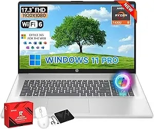 Hp 17 Inch Fhd Student Business Laptop, 64gb Ram 2tb Ssd, Amd Ryzen 5 7430u, Windows 11 Pro, 17.3" Fhd Ips, Copilot Ai, Numeric Keyboard, Type-C, W/Accessories