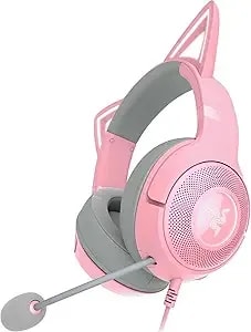Razer Kraken Kitty v2 Usb Wired Headset: Chroma Rgb Kitty Ears - Stream Reactive Lighting - Hyperclear Cardioid Mic - 40 Mm Drivers - 7.1 Surround Sound - Comfortable Ear Cushions - Quartz Pink