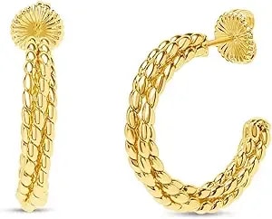 Martha Stewart Beaded Gold Hoop Earrings, 1 Inch