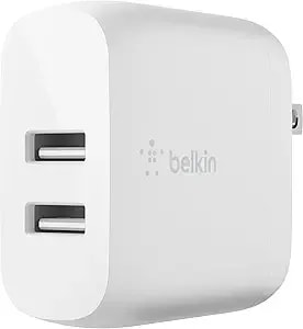 Belkin Dual Port Usb Charger Block 24w - Iphone Charger Fast Charging - Iphone 17, Air, Pro, Pro Max, Ipad, Airpods, Apple Watch, Samsung Galaxy s25, Nintendo Switch 2 & More - Cable Not Included