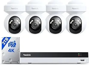 Reolink 4k Security Camera System With Pt Auto-Tracking, 355°Pan 50°Tilt, 4k Poe Cameras Home Surveillance Wired Outdoor, Smart Ai Detection, Spotlights & 2-Way Talk, 8ch Nvr 2tb Hdd, rlk8-800pt4