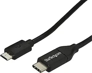 Startech.Com Usb C To Micro Usb Cable 2m 6ft - Usb-C To Micro Usb Charge Cable - Usb 2.0 Type C To Micro B - Thunderbolt 3 Compatible (usb2cub2m)