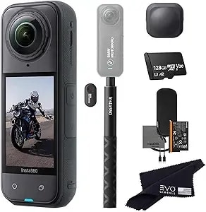 insta360 x5 Bmw Motorrad Limited Edition Basic Bundle-8k Waterproof 360 Action Camera With 1/1.28" 48mp Sensors, 8k 360 Hdr Video, 72mp - Bundle Includes Action Invisible Selfie Stick, Lens Cap(128gb)