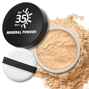 Ionsgako Mineral Loose Powder, Translucent Setting Powder Lightweight Breathable Matte Finishing Blurring Face Long-Lasting Base Makeup(05 Medium)