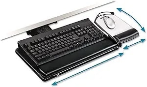 3m Keyboard Tray With Adjustable Keyboard And Mouse Platforms, Turn Knob To Adjust Height And Tilt, Swivels And Stores Under Desk, Gel Wrist Rest And Precise Mouse Pad, 17.75" Track, Black (akt80le)