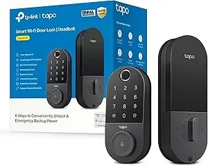Tapo Smart Wi-Fi Door Lock, Deadbolt - Keyless Entry, Fingerprint Recognition, Touchscreen Keypad & In-App Monitoring With Scheduled Access - 1-Year Rechargeable Battery - Bhma Grade 2 - dl110