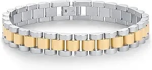 Pavoi 14k Gold Plated Waterproof Watch Strap Chain Bracelet For Women - Two Toned Mixed Metals Stainless Steel Chunky Link Bracelet