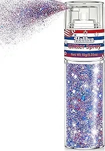 Red White Blue Glitter Spray For Hair And Body, Patriotic Shimmer Spray For 4th Of July Independence Day Festivals And Parades, Quick Dry Lightweight Sparkle For Women Kids Party Looks