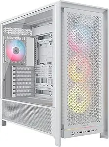 Corsair Frame 5000d Rs Argb Modular High Airflow Mid-Tower Pc Case – 4x Pre-Installed Rs Argb Fans, Infinirail™ Fan Mounting System, Asus Btf, Msi Project Zero, Gigabyte Project Stealth – White