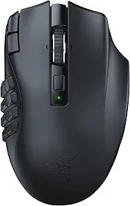 Razer Naga v2 Hyperspeed Wireless Mmo Gaming Mouse: 19 Programmable Buttons - Hyperscroll Technology - Focus Pro 30k Optical Sensor - Mechanical Mouse Switches Gen-2 - Up To 400 Hr Battery Life