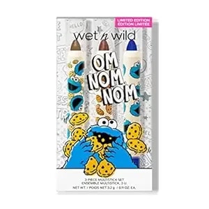 Wet N Wild Sesame Street 3-Piece Multi-Stick Kit, Cream-To-Powder Finish, Buildable Color For Eyes, Lips & Face, Vitamin E-Enriched, Cruelty-Free - Om Nom Nom