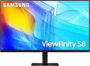Samsung 27" Viewfinity s8 (s80d) Series 4k Uhd High Resolution Computer Monitor, hdr10, Multiple Ports W/ Hdmi, Displayport, Usb-A, Height Adjustable Stand, ls27d806eanxgo, 2024, 3yr Warranty