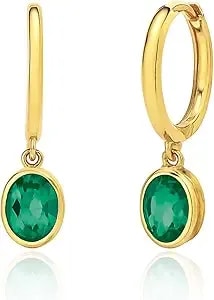 Amazon Essentials 14k Gold-Plated Oval-Shaped Drop Earrings