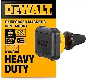 Dewalt Heavy Duty Magnetic Phone Holder For Car, Universal Air Vent Magnetic Car Phone Holder, Reinforced Automobile Mount For Mobile Devices And Mini Tablets, Incl Metal Plates For Nonmagsafe Devices