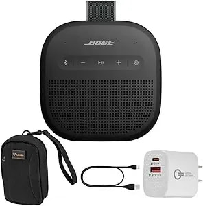 Bose New Soundlink Micro Portable Bluetooth Speaker (2nd Gen), Wireless Outdoor Speaker, Up To 12 Hours Battery Life, Waterproof And Dustproof With Travel Bag And 20w Wall Charger (Black)