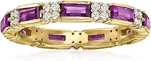 Ross-Simons 1.20 Ct. T.W. Amethyst And .40 Ct. T.W. White Zircon Eternity Band In 18kt Gold Over Sterling