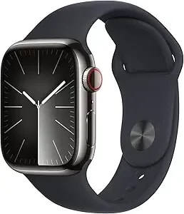 Apple Watch Series 9 [Gps + Cellular, 45mm] - Graphite Stainless Steel Case With Midnight Sport Band, M/L (Renewed)
