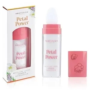 Profusion Cosmetics Petal Perfect Multi-Use Loose Shimmer Highlighter, Long-Lasting Blendable Powder Highlighter, Highlight Patting Powder With Sponge Applicator, White Gold
