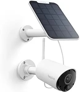Reolink Argus Eco+Solar Panel 2k 5mp Solar Security Camera Outdoor For Home Surveilance, Night Vision, Human/Car Smart Detection, 2.4g Wifi, No Subscription, Home Hub Compatible, Local Storage
