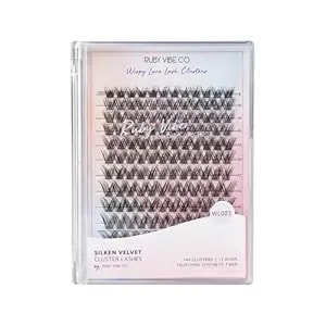 Luxe Wispy Layers wl003 Cluster Lashes, Faux-Mink Synthetic Fiber, Style wl003, Vegan & Cruelty-Free, 144 Clusters, 12 Rows - Ruby Vibe Co