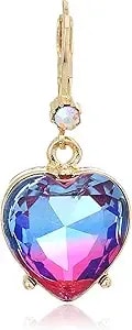 Betsey Johnson Ombre Stone Heart Drop Earrings