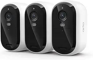 Arlo Essential Security Camera Wireless Outdoor 2k (3rd Gen, 2025 Release) - Battery Power, Person Recognition, Package Detection, Animated Preview, 1-Month Trial Of Secure Plan, 3 Cam, White