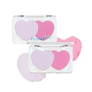 Etude Heart Pop Duo Blush, Pink & Purple Cheek Colors, Natural Glow & Glossy Finish, Lightweight Layering Formula, Korean Makeup Artist Collab, Compact 0.2 Oz – Envy Pale