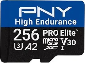 Pny 256gb Pro Elite™ High Endurance c10 u3 v30 a2 Microsdxc – Up To 68.8k Continuous Recording Hours, Up To 100/90mb/S Read/Write, 4k Uhd, Full Hd, Uhs-I, Surveillance, Home Security, Dash Cam