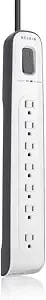 Belkin 7-Outlet Av Power Strip Surge Protector With 12-Foot Power Cord And Telephone Protection, 2000 Joules (bv107200-12),White