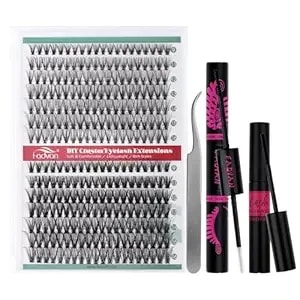 Fadvan Diy Lash Extension Kit 20d+40d Volume Lash Clusters Kit With Lash Bond And Seal 280 Pcs Thick Individual Lashes 9-16 Mm D Mink Lashes Cluster, Lash Cluster Remover And Tweezers