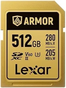 Professional Armor Gold 512gb Uhs-Ii v60 Sdxc Memory Card