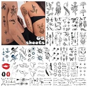 Cerlaza 300 Styles Temporary Tattoos For Adults Women Men, Fake Henna Tattoos Stickers Waterproof, Long Lasting Realistic Tatuajes Temporales-65 Sheets