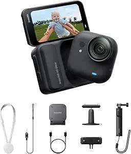 insta360 Go Ultra Creator Bundle - Small 4k Vlogging Camera, Hands-Free, Pov Cam, 1/1.28" Sensor, 53g Lightweight, 156° Fov, 200 Min Battery Life, Magnetic Wearable Action Camera For Sports, Youtube