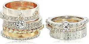 Guess Ring Update Women'S Stackable Ring Set Of 9, Multi, 7