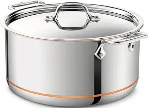 All-Clad Copper Core 5-Ply Stainless Steel Stockpot 8 Quart Induction Oven Broiler Safe 600f Pots And Pans, Cookware Silver