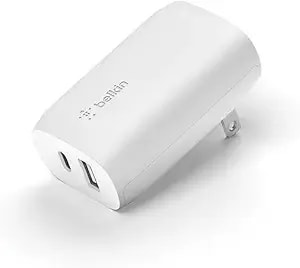 Belkin Usb C Charger Block 37w - Type-C To Lightning Cable Included - 25w Usb C Port + 12w Usb A Port - Pps Super Fast Charging Iphone & More - White