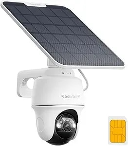 Reolink 4k Lte Cellular Security Camera Wireless Outdoor, No Wifi 3g/4g Solar Powered, 360 Auto Tracking Ai Detection, Color Night Vision, Max. 512g Local Storage, Sim Card Included, Go Pt Ultra+sp2
