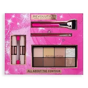 Makeup Revolution All About The Contour Makeup Set, Contouring Kit With Brushes And Palette