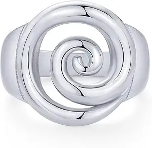 Pavoi 14k Gold Plated Chunky Swirl Rings For Women - Statement Spiral Ring - Waterproof Bold Swirl Bands