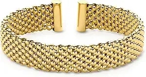 Ross-Simons Italian 14kt Yellow Gold-Plated Beaded Cuff Bracelet