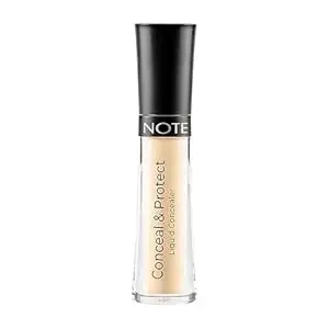 Note Cosmetique Conceal And Protect Liquid Concealer - Make Up Under Eye Concealer For Blemishes - Face Makeup - 03 Soft Sand - 0.2 Oz