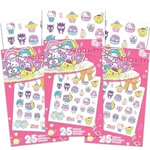 Hello Kitty Temporary Tattoo Set - Bundle Includes 75 Hello Kitty And Friends Temporary Tattoos - Sanrio Party Favor Supplies For Kids