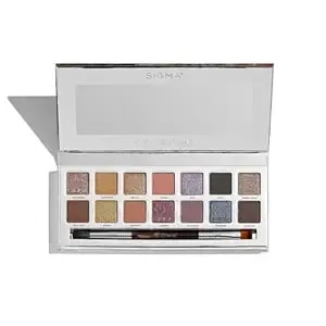 Sigma Beauty Cool Neutrals Eyeshadow Palette — Dual-Ended Brush, 14 Cool-Toned Eye Shadows - Includes Mirror, Waterproof Technology, Mixture Of Finishes