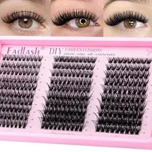 Fadlash Lash Clusters 40d+50d+60d Natural Eyelash Clusters Wispy Individual Eyelash Extensions D Curl 8-16mm Soft Thin Band Diy At Home