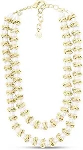 Martha Stewart Elegant Two Strand Gold And Pearl Necklace, 18 Inches For Women